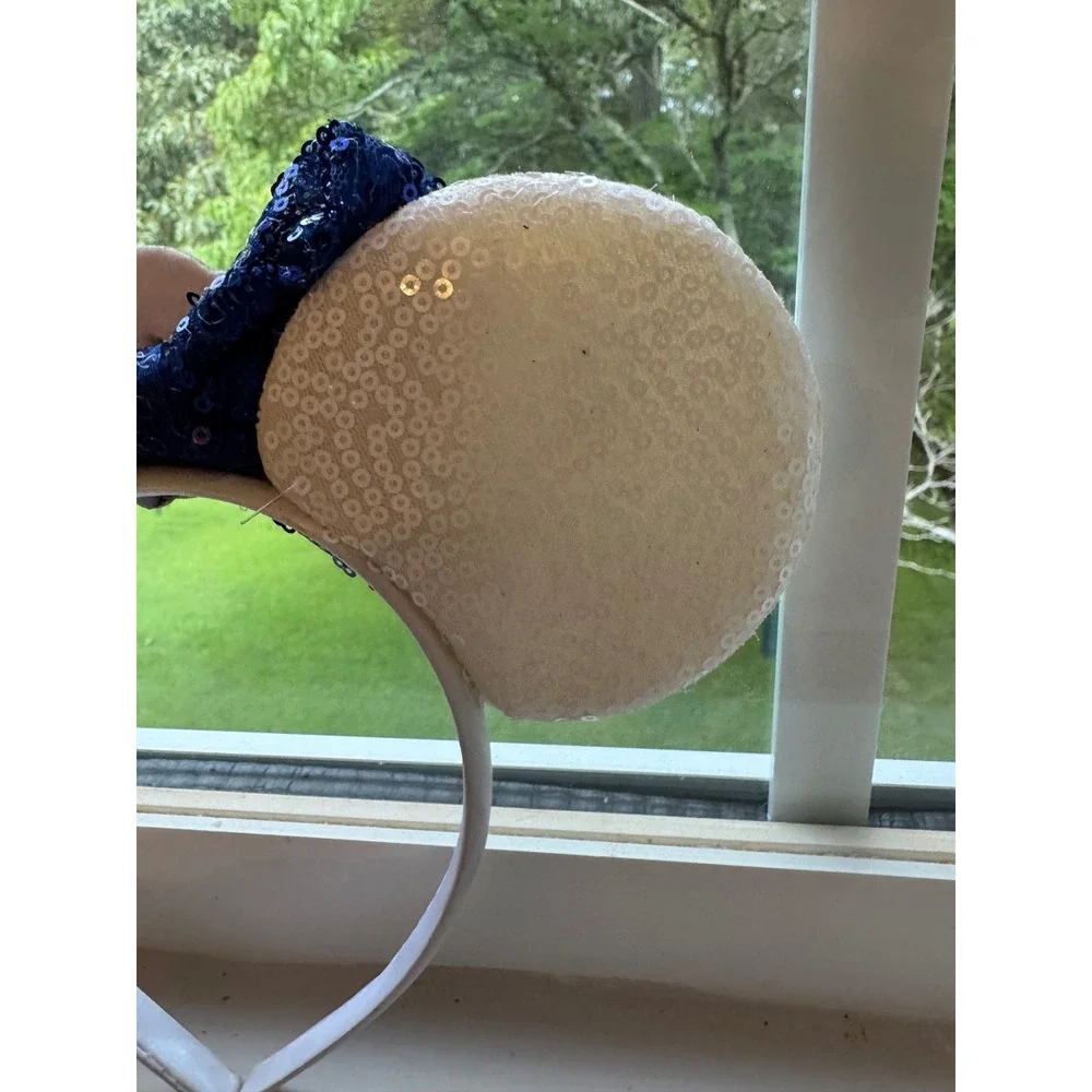 Handmade Disney Cruise Inspired Nautical Mickey Mouse Ears Headband Sequin Bow